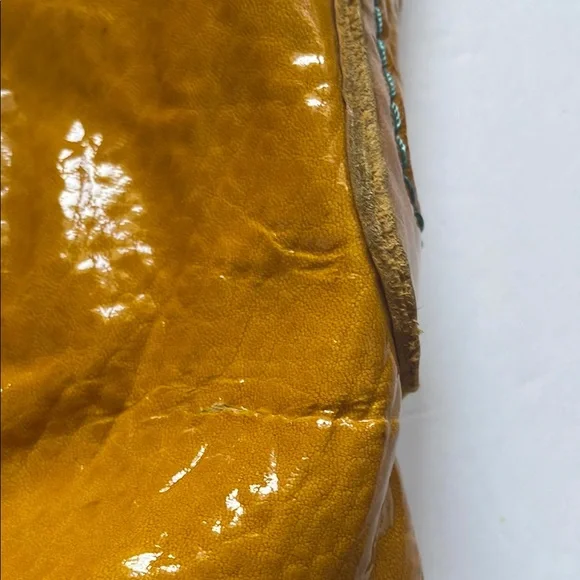 49 Square Miles Vibrant Yellow Leather Shoulder Bag with Glossy Finish - Picture 5 of 13